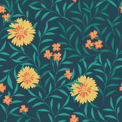 Floral seamless patterns With trendy color palette. Vector design for paper, cover, fabric, interior decor and other users