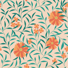 Floral seamless patterns With trendy color palette. Vector design for paper, cover, fabric, interior decor and other users