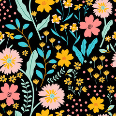 Floral seamless patterns. With Colorfull palette.  Vector design for paper, cover, fabric, interior decor and other users