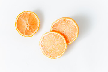 Fresh Citrus Fruit. Lemon, Orange, Mandarin, Grapefruit on Solid White Colored Background.