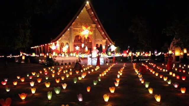 Luang Prabang Lighted candles for the celebration of Boun Ok Phansa 