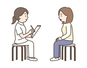 問診をする看護師と患者のイラスト