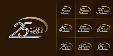 set of anniversary premium collection silver and gold color can be use for celebration event