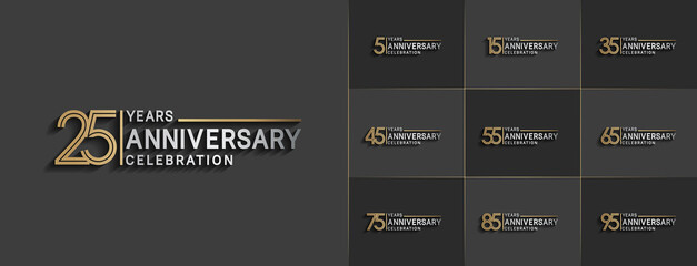 set of anniversary premium collection silver and gold color can be use for celebration event