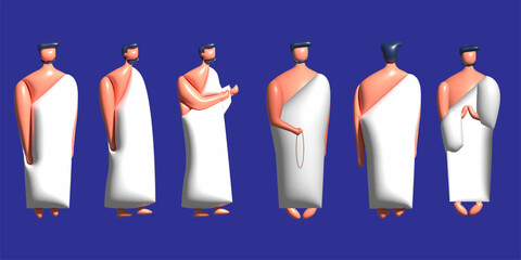 Obraz premium 3d illustration hajj people. Islamic hajj piligrimage concept