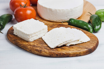 Mexican white panela cheese with fresh ingredients in Mexico Latin America