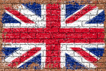 Fototapeta premium レンガの壁に描かれたイギリス国旗（ユニオンフラッグ）のベクター素材