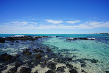 fascinating seaside view with clear bluish water