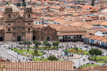 Iglesia de la Compañia de Jesus y Plaza de armas de Cusco, Cusco, Peru - La Compañia de Jesus church and Main Square, Cuzco
