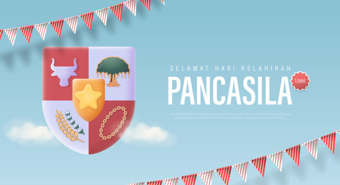 Selamat Hari Lahir Pancasila Translation : The Day Of Birth Of Pancasila Vector Illustration. Happy Pancasila Day Poster Banner Template.