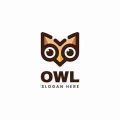 Vector Logo Illustration Owl Simple Mascot Style.