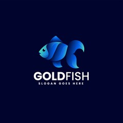 Vector Logo Illustration Goldfish Gradient Colorful Style.