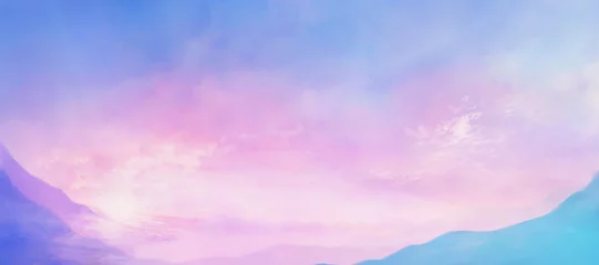 Crédence de cuisine en verre imprimé Violet Illustration de paysage de ciel de lever de soleil de printemps