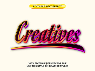 creatives 3d text effect with modern and colorful theme. typography art template.