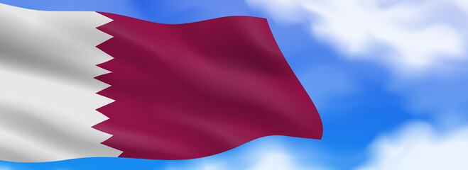 qatar flag on sky background copy space vector illustration
