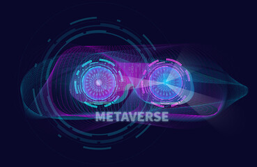Virtual reality glasses metaverse by virtual data with artificial intelligence analyst. VR experience.
