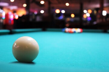 Cue Ball on Pool Table