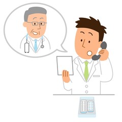 医師に疑義紹介する白衣の男性1