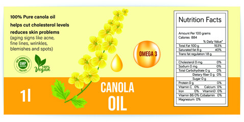 canola oil packaging label design vector illustration 