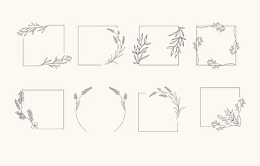 Line object collection with lavender,leaf,flower,circle