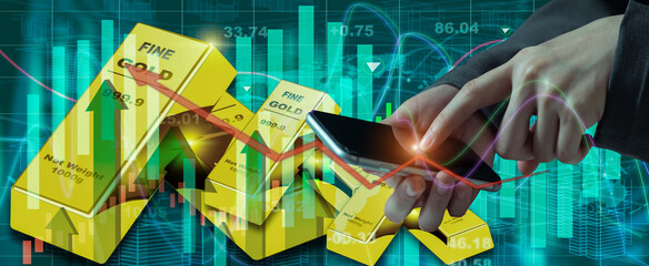 Gold Stock Market, Gold Price Chart , Stock Market Investment Trading Concept.