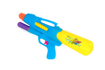 Blue toy Water Gun on white background