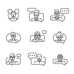 Social media messaging and call centre support icons set. Pixel perfect, editable stroke