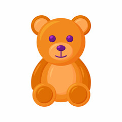 Obraz na płótnie Canvas Vector cute teddy bear baby toy. Nice funny animal toy for kindergarten infant children. Kids education and development objects. Flat isolated illustration on white background.