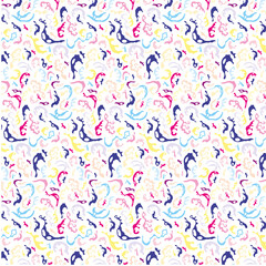 Vector abstract pattern with colorful curve elements, hand drawn style.