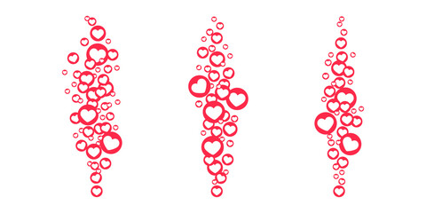 Likes hearts flying up for stories and live streams. Like icons for social media ui. Vector illlustration isolated in white background