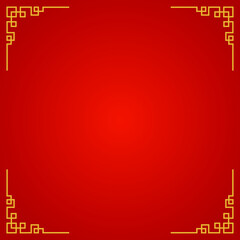 Oriental chinese border ornament on red