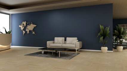 3d wall logo mockup in the office lobby waiting room