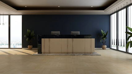 wall logo mockup in the office receptionist or front desk