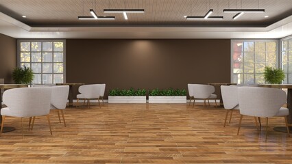 coffee shop wall logo mockup in the cafe or restaurant meeting room