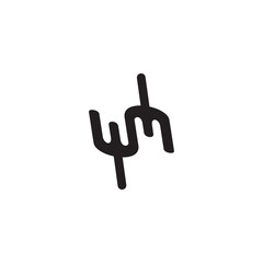 Letter wm fork style monogram logo design vector