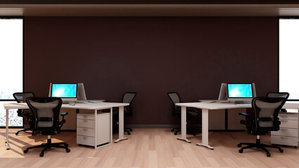 3d company logo mockup in the office workspace