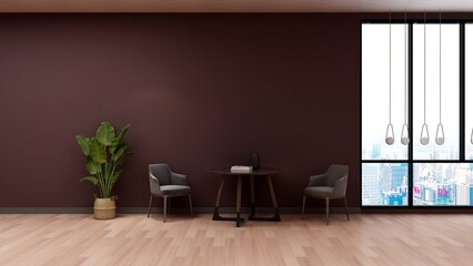 Wall mockup in the office pantry room