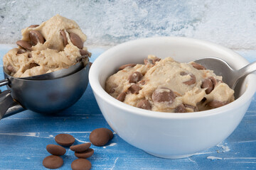 Traditional cookie dough in a bowl.