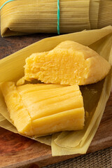 Selective focus on delicious dessert pamonha.