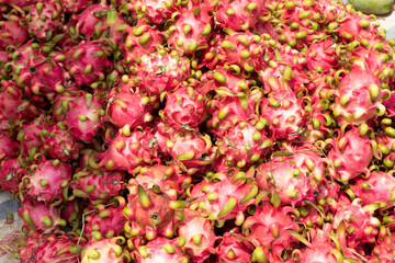 Dragon fruit or Pitaya in street food market