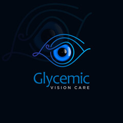 Obraz premium glycemic vision care logo, creative eye with line art eyelid vector