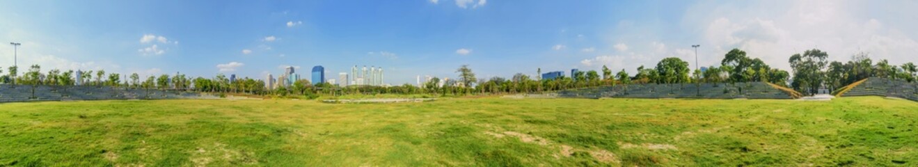 Fototapeta na wymiar 360 Panorama view of public park in the Bangkok city
