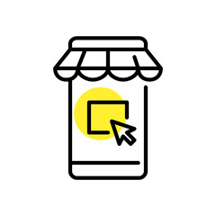 E-store mobile application icon. Pixel perfect, editable stroke line art