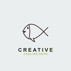 Fish logo with lines - vector