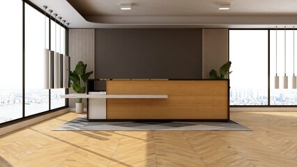 wall sign mockup in the office reception room