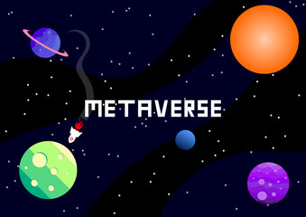 Obraz na płótnie Canvas Virtual reality concept, metaverse. rockets orbiting the planets.