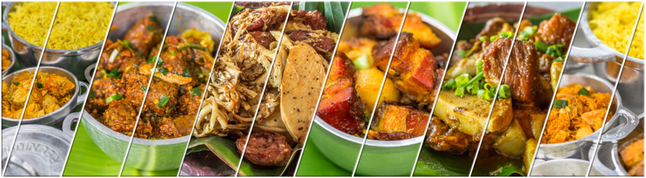 Collage de spécialités culinaires créoles réunionnaises 