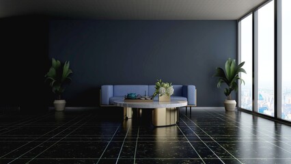 modern office lobby waiting room wall sign mockup