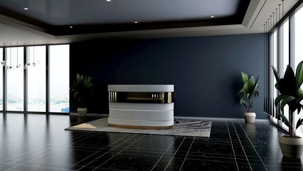 wall sign mockup in the office reception room