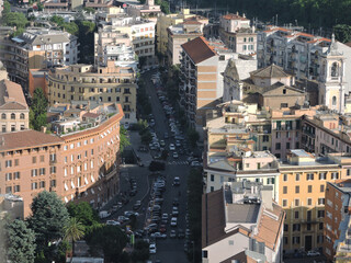 Vatican City Rooftop View of City Street and Old Buidings Rome Italy